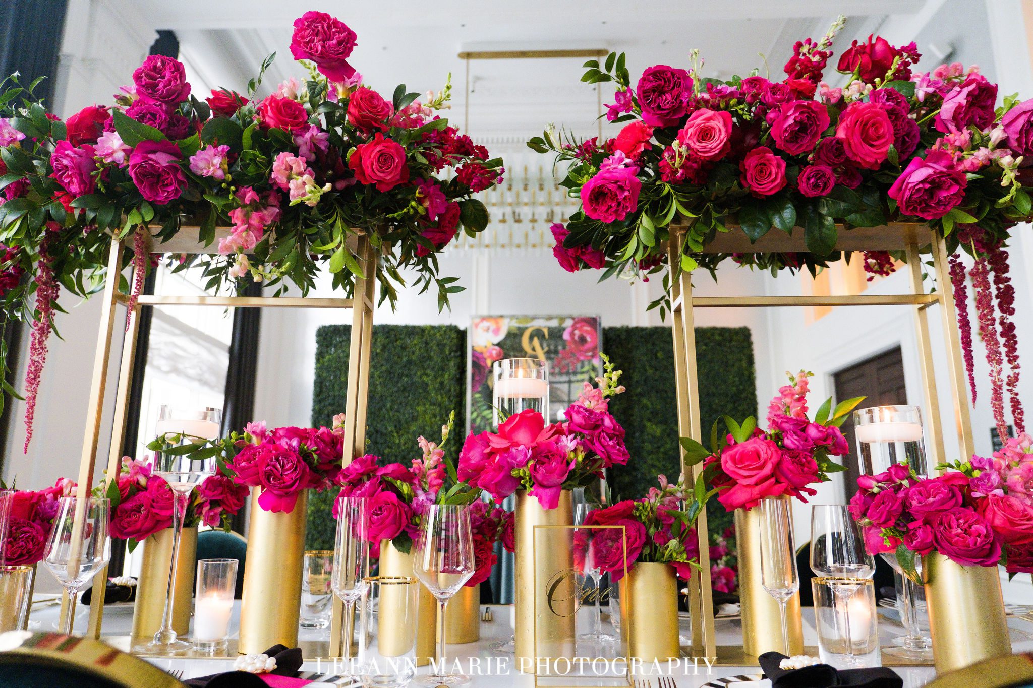 modern bright pink wedding hotel monaco Pittsburgh wedding florist