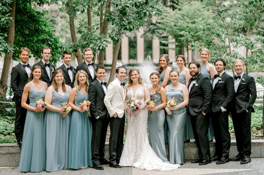 summer garden party bridal party outdoor portrait 