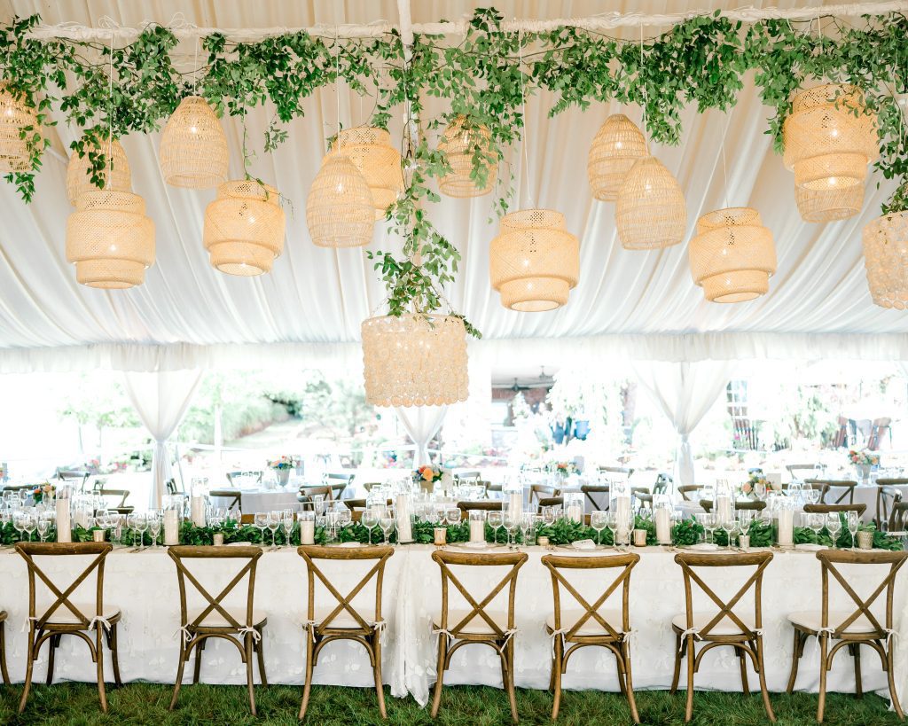 outdoor reception summer garden party wedding head table