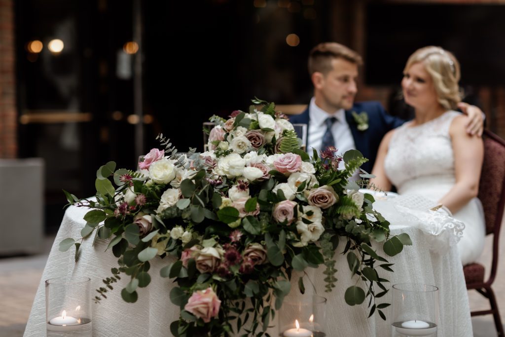 vintage and romantic garden wedding sweetheart table