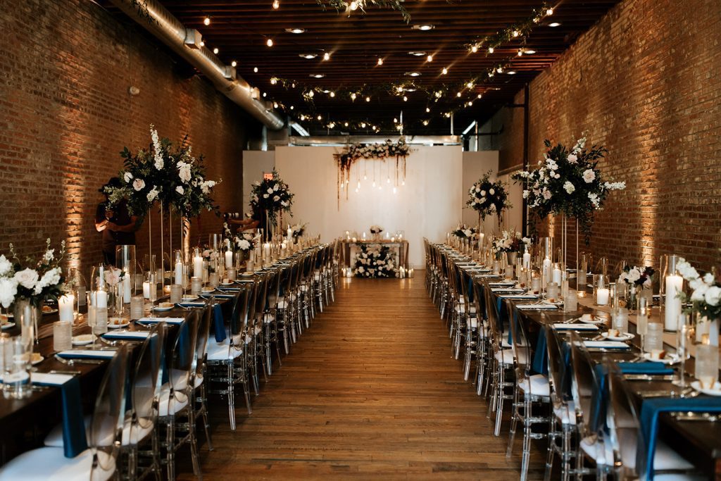 modern industrial romantic wedding reception Slate Studio Pittsburgh