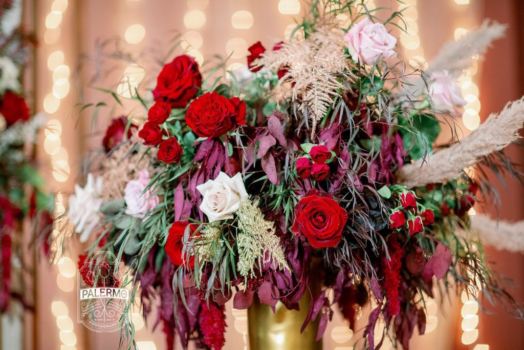 vintage fall romance tall centerpiece details