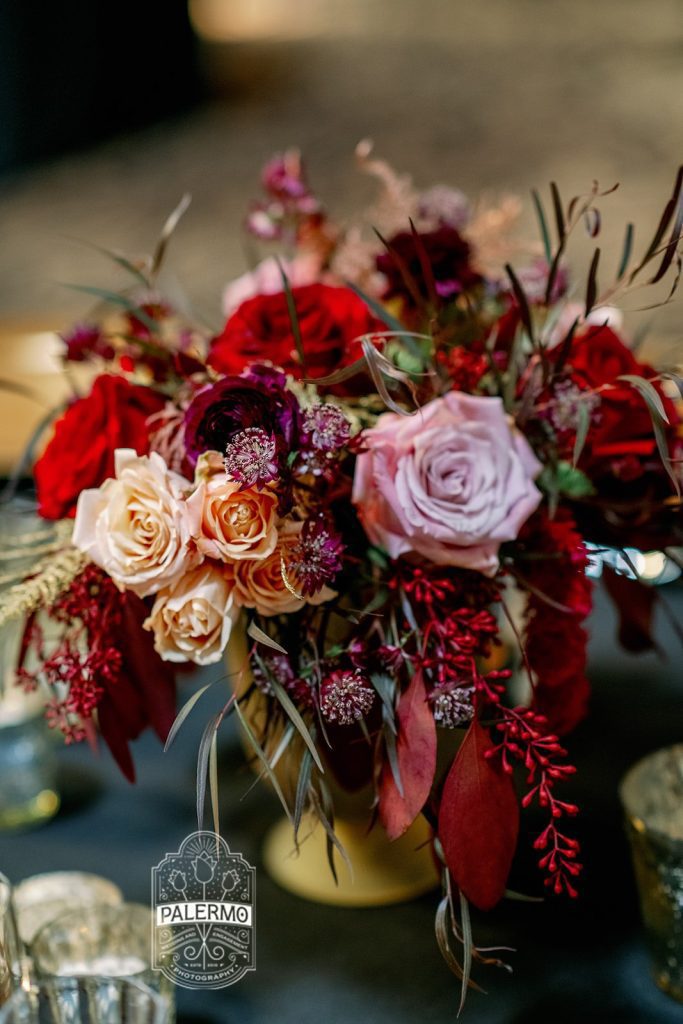 vintage fall romance low table centerpiece