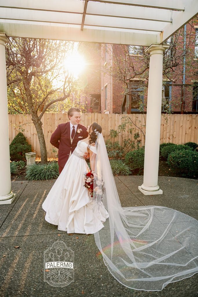 vintage fall romance wedding couple portrait