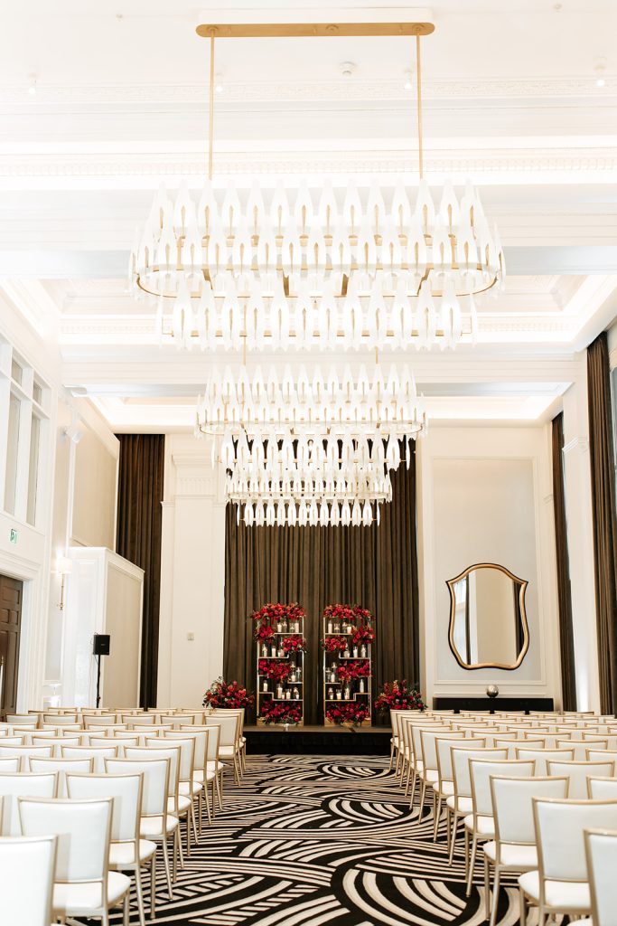 modern glamorous wedding ceremony Hotel Monaco Pittsburgh