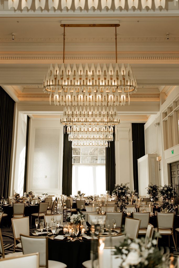 modern glamorous wedding reception Hotel Monaco Pittsburgh