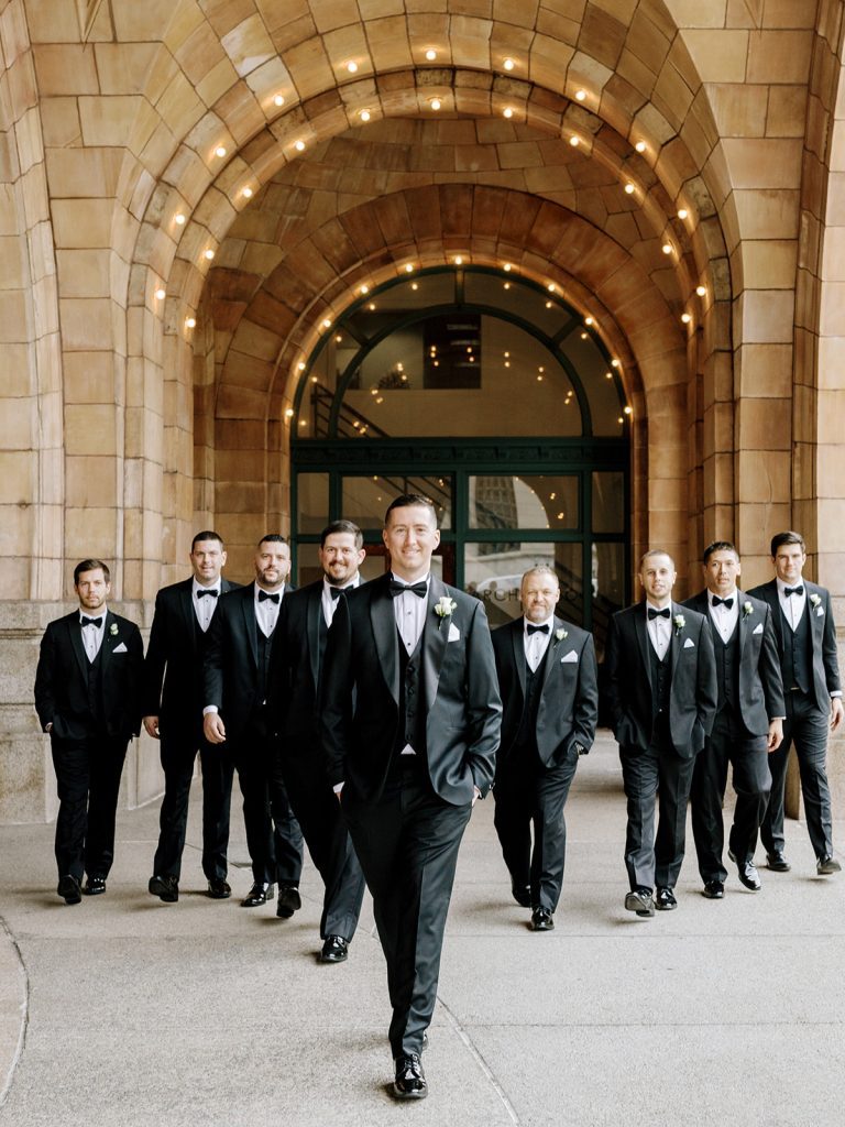 black tie wedding groom groomsmen
