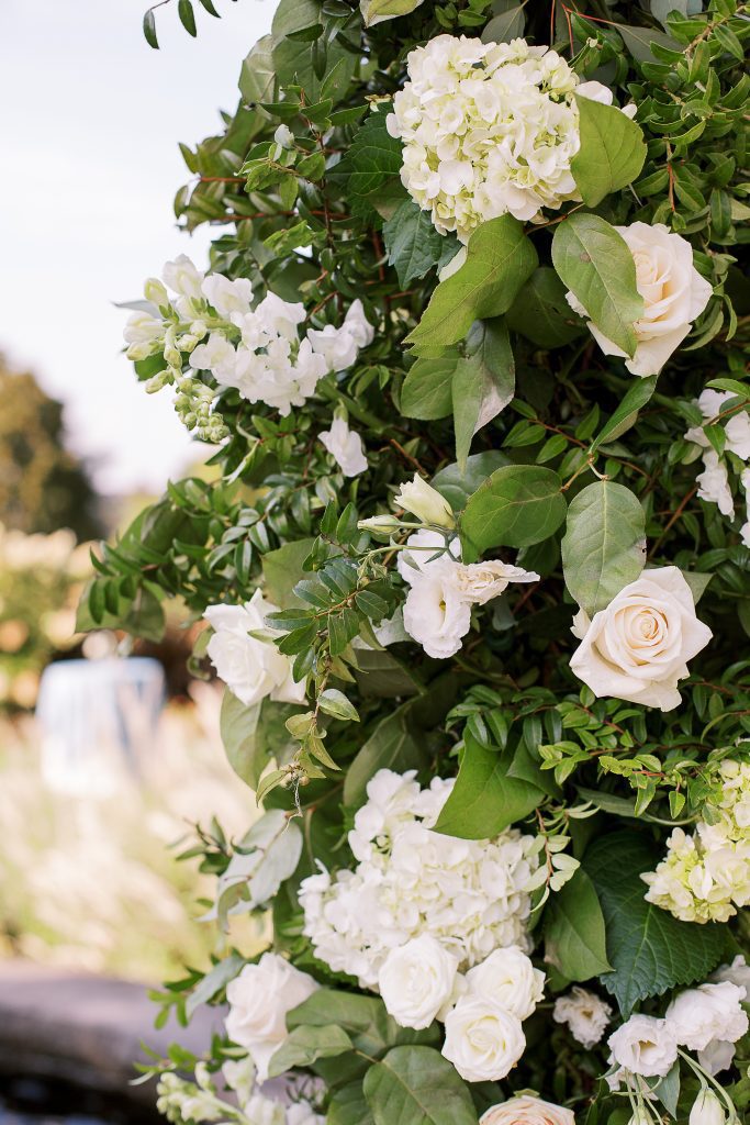 Phipps Conservatory outdoor garden wedding reception custom floral column details