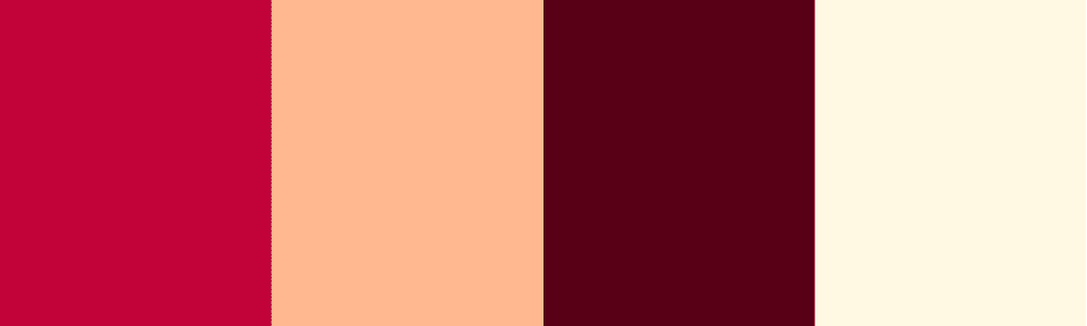 Creative wedding color palette swatches burgundy, hot pink, peach, cream