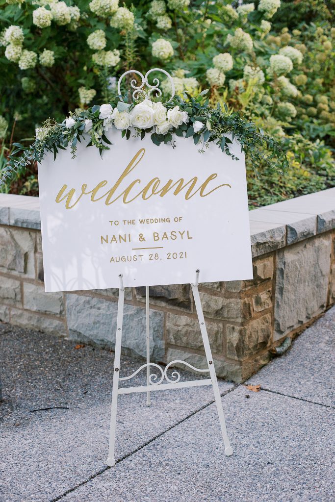 Phipps Conservatory outdoor garden wedding welcome sign 