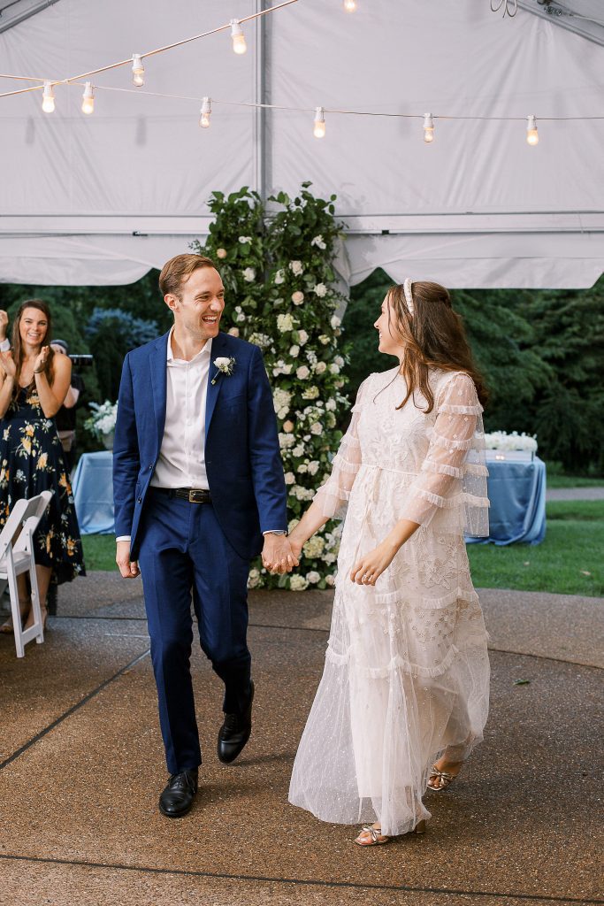 bride and groom wedding reception entrance first dance Phipps Conservatory outdoor garden 