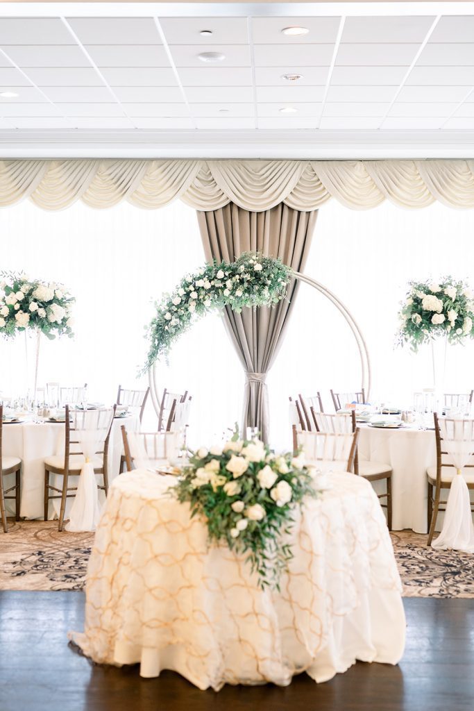 elegant bright wedding summer wedding reception at Southpointe Golf Club