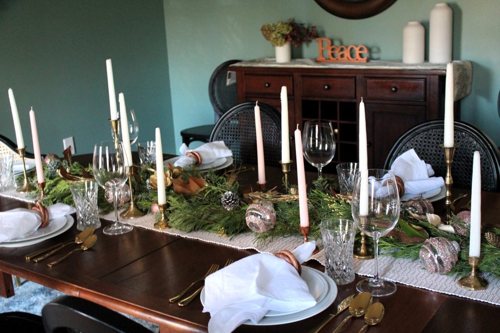 vintage with a modern twist Christmas tablescape design